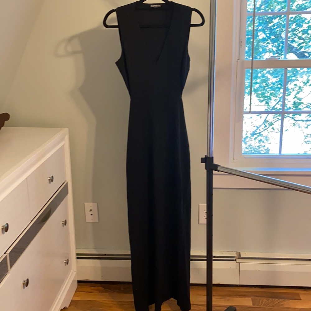 Express fitted open back maxi dress
